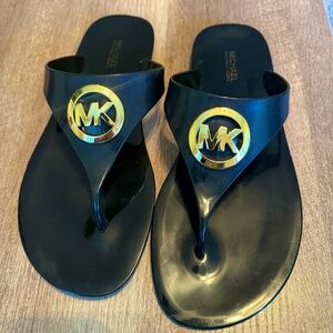 Michael Kors Black and Gold Women's Sandals